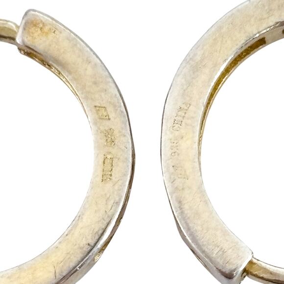 Cubic Zirconia Hoop Earrings | Vintage Gold Tone Sterling Silver 925 - Picture 7 of 9